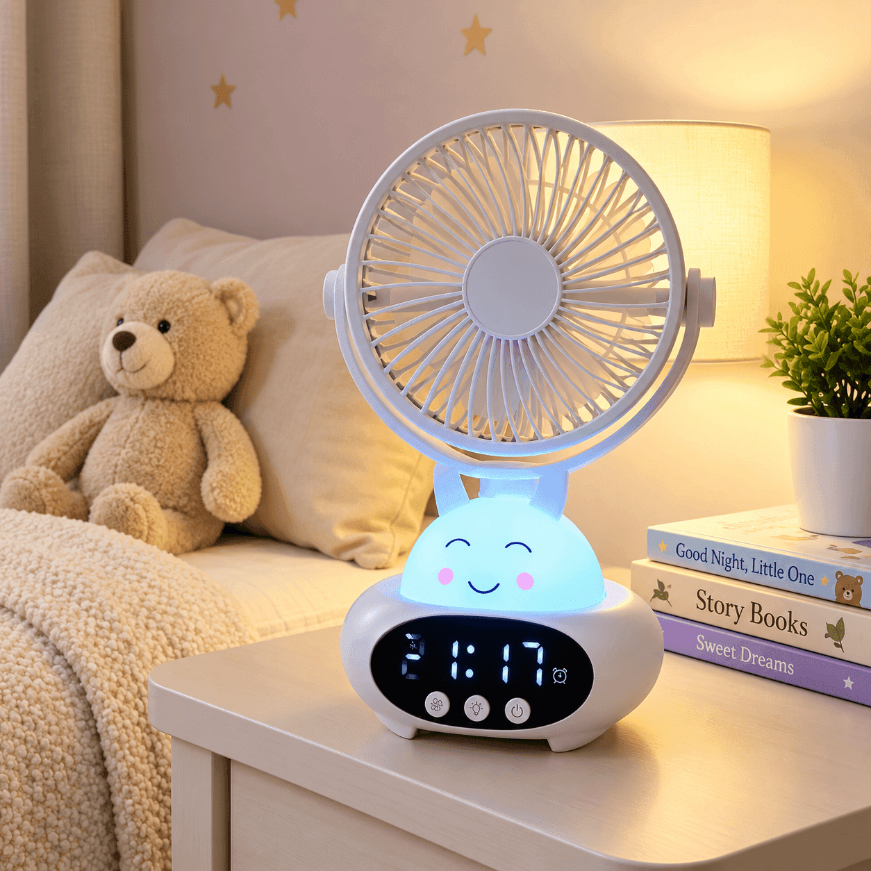 Fan with  Led Clock -Rabbit Style